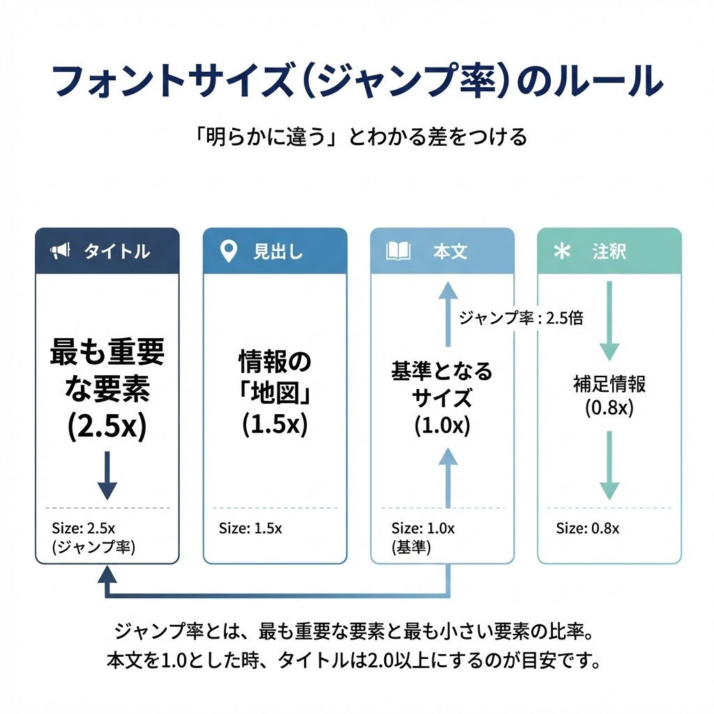 ジャンプ率で情報の階層を作るタイポグラフィ術