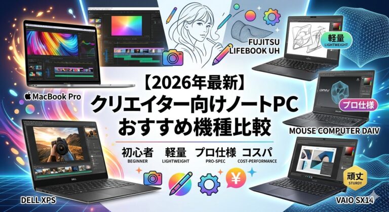 2026年最新】クリエイター向けノートPCおすすめ！初心者向けの安い・軽量モデルからゲーム兼用品まで